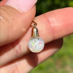 14k Floating Australian Opal Gold Pendant